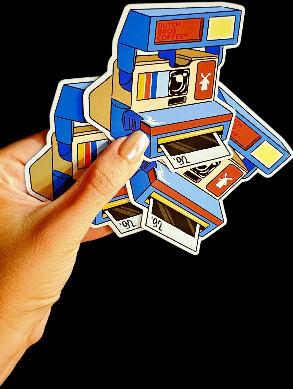Dutch Bros Coffee Retro Polaroid Camera Sticker Set Of ✨️3 ✨️- Blue & Red ❤Nwt💕